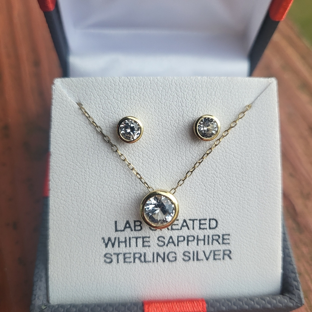 White Sapphire Necklace & Earring Set